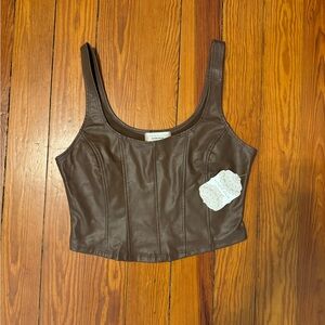 Altar'd State Brown Leather Top